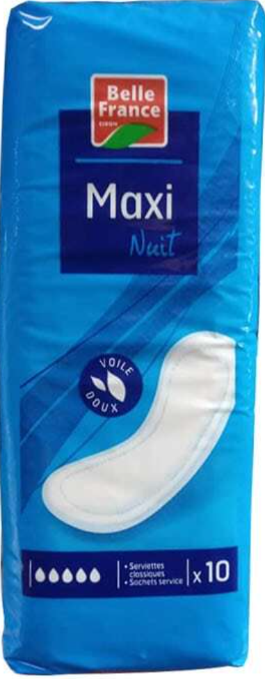 BELLE FRANCE CIBON10 SERVIETTES INTIMES MAX NUIT