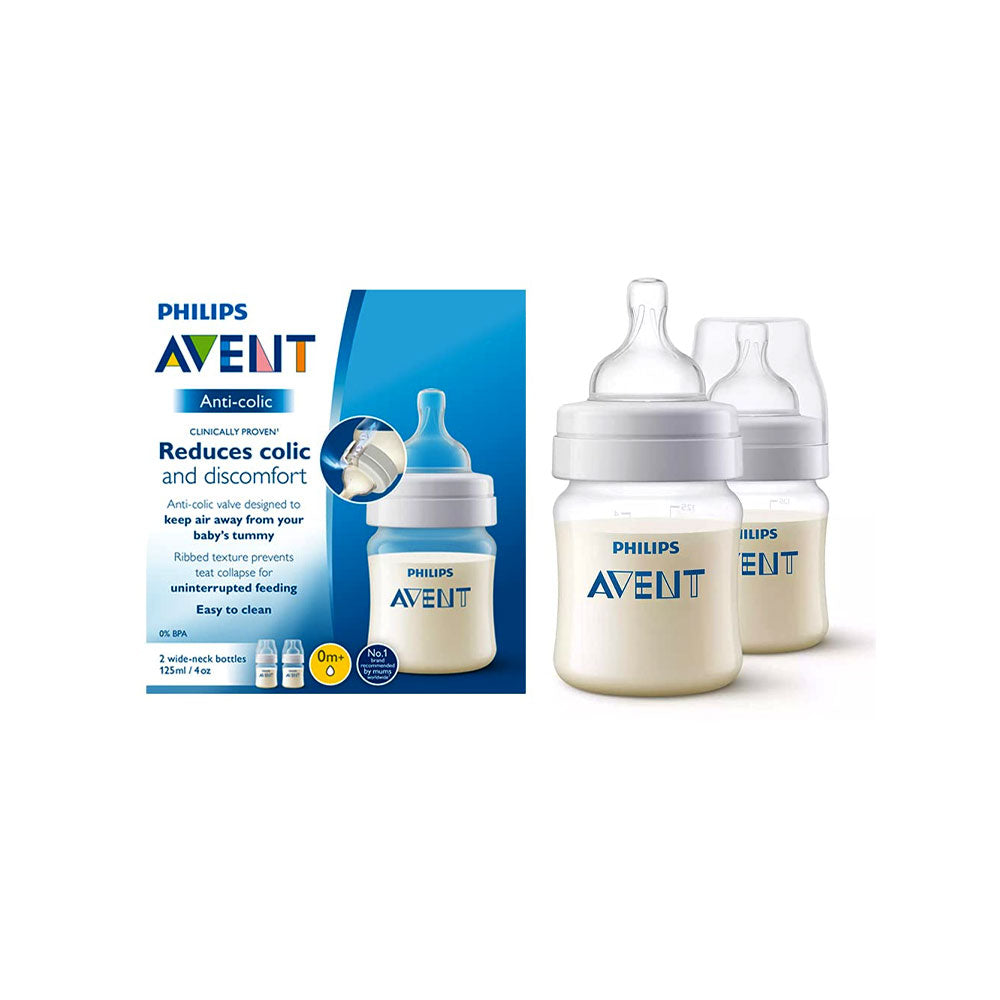 AVENT 2 WIDE-NECK NATURAL BOTTLES 0M+ 125ML