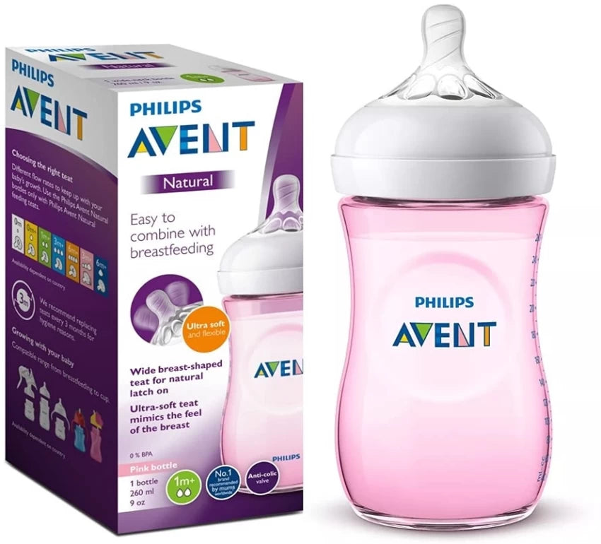 AVENT 2 WIDE-NECK NATURAL BOTTLES 1m+ 260ML