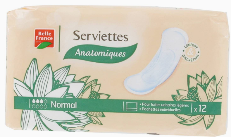 BELLE FRANCE SERVIETTES ANATOMIQUE NORMAL B/12